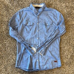 Outpost Men's Blue Button-Up Shirt